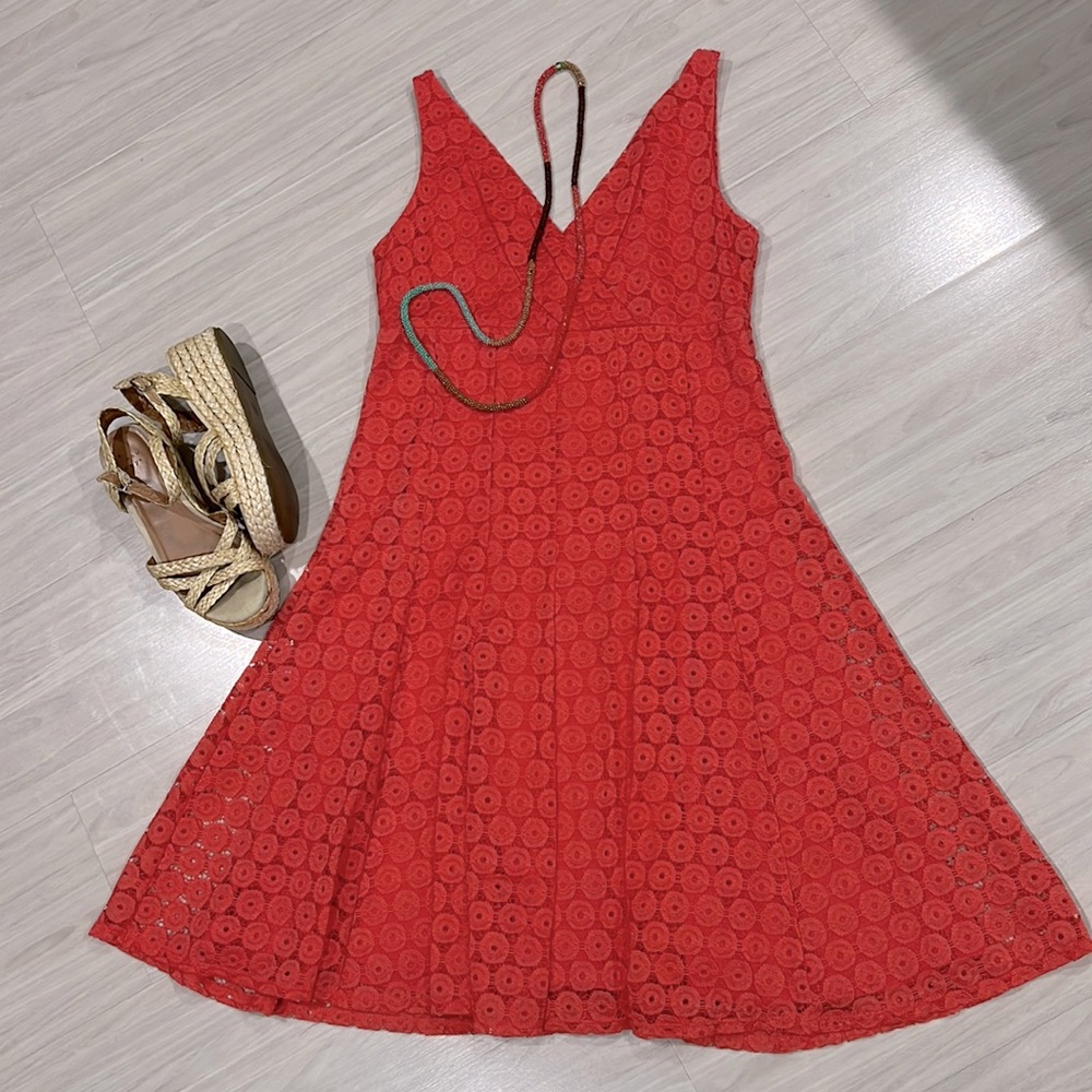 Bright Coral Lace Dress